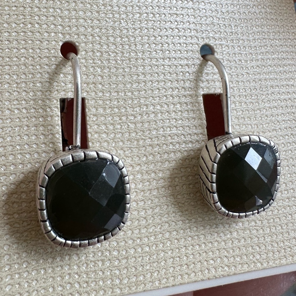 The Sak Silver and Black cushion cute square boho Earrings Minimalist Design